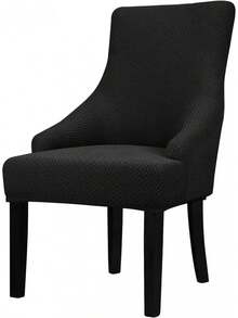 Funda elástica para silla de respaldo alto - Funda reutilizable para silla lateral, protector de silla de acento para comedor, banquete, decoración del hogar (Plata, 2 piezas) - 01 Sarga en forma de T negra - Ver 1