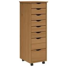 vidaXL Armoire roulante avec tiroirs MOSS bois de pin marron miel - Tabac - Voir 2