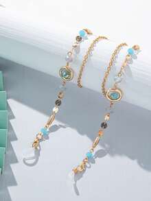 1pc Crystal Beaded Elegant Metal Eyeglasses Chain - Blue - 141 - View 5