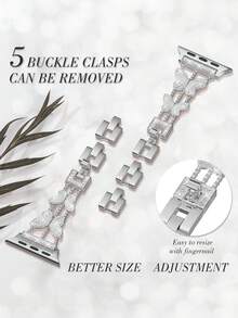 1 chiếc dây đeo đồng hồ nữ sang trọng đính đá lấp lánh màu bạc bằng thép không gỉ hình bướm, tương thích với 38mm 40mm 41mm 42mm 44mm 45mm 46mm 49mm, dây đeo đồng hồ hình bướm lấp lánh thanh lịch, dây đeo đồng hồ thép không gỉ sáng tạo tương thích với Apple Watch Series Ultra 3/2/1 11 10 9 8 7 SE3 6 5 4 3 2 1, dây đeo đồng hồ thông minh thời trang tương thích với các loại dây đeo . - Bạc - Xem 6