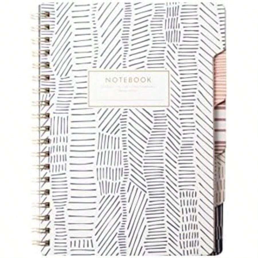 Fringe Studio - Cuaderno de pestañas grandes, color gris mármol, cubierta flexible de tapa blanda, con rayas universitarias, 5 divisores troquelados, cuaderno, 7.25 x 10 pulgadas, 180 páginas forradas(Líneas tribales) - Multicolor - Ver 1