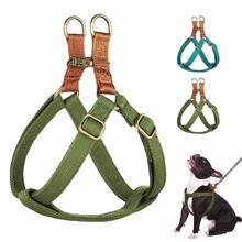 1pc Adjustable Sturdy Nylon Chest Harness, Suitable For Small To Medium Dogs, Military Green