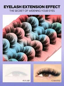 European & American Style Eyelashes, Thick & Full; Demon Cartoon Design; Stage Lashes; Natural & 3D; Exaggerated Lashes; Pointed & Elongated Lashes; Artificial Lashes; Natural & Realistic; Perfect For Festivals, Parties And Daily Wear. - Multicolor - View 2