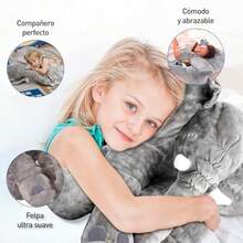 CYPNBluelander Almohada de Elefante Color Gris Textura Suave y Cómoda Elaborado con Tela Felpa Gran Tamaño 60 cm Juguetes Peluche Elefante Ideal Regalo Almohada de AlgodónFashion - 219361235 - Ver 5