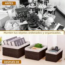 Canastas Organizadoras,3 Piezas Juego de cestas organizadoras,Cestas tejidas a mano para almacenamiento y bao,para el hogar, el dormitorio y el Bao,Diseo Decorativo para Hogar (Caf B) - café b - Ver 8