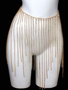 Nightclub Sexy Luxury Multi-Layer Crystal Chain Tassel Body Chain Set For Women - Gold - View 5