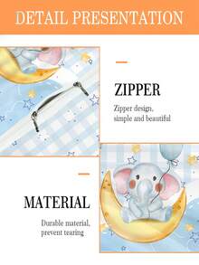 2PCS Moonlight Elephant . Starry Sky Theme Bedding Set Children's Bedding Set, 100% Polyester, 3D Double-Sided Printed Anime Cartoon Children's Bedding Set, Suitable For Both Boys And Girls (1 Single-Sided Printed Pillowcase+1 Double-Sided Printed Duvet Cover, Without Padding), Suitable For Gift Giving, Suitable For Children's Rooms - Multicolor - View 4