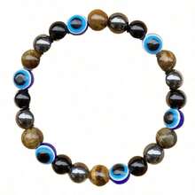 1Pc Blue Eye Beads With Multi-Colored Round Bead Bracelet, Chic Design, Suitable For Mother's Day, Graduation Season, Thanksgiving And Christmas Celebrations, Suitable For Daily Wear And Gift Giving. - mặc định - Xem 5