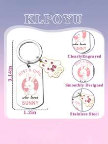 1个可爱兔子钥匙扣，适合兔子爱好者，复活节可爱兔子钥匙扣礼物，送给兔妈妈、青少年等趣味十足的礼物 - 彩色 - 查看 2
