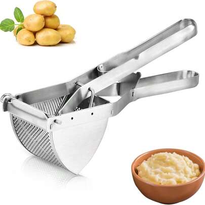 Large 22oz Stainless Steel Potato Ricer Heavy Duty Masher For Perfect Mashed Potatoes Fruits Vegetables & More