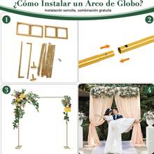 Kit de arco para Globos Cuadrados, 2x2M Arco para Globos Desmontable, Kit Aro Cuadrado Dorado para bodas, cumpleaños, fiestas, decoración de jardín, Navidad, Graduación - Dorado - Ver 3