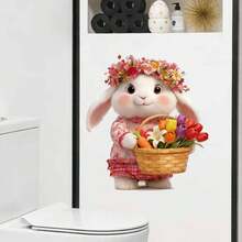 1pc Easter Cartoon Rabbit Basket & Butterfly Wall Sticker For Bedroom, Living Room, Cabinet Home Decor - Multicolor - View 13