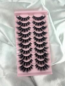 10对D型卷翘俄式假睫毛，交叉式设计，浓密蓬松，适合日常及派对妆容，打造迷人眼妆，可作为情人节礼物。 - 濃密款 - 查看 6