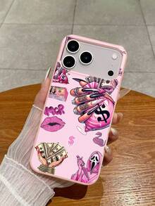 1 美元粉色 Y2K 金钱与嘴唇图案手机壳，防震 TPU 保护套，个性可爱，日常及生日礼物之选，兼容 11/13 Pro Max/15/17/17 Pro Max 和 Galaxy S24 Ultra/S26 Ultra - 粉色 - 查看 1