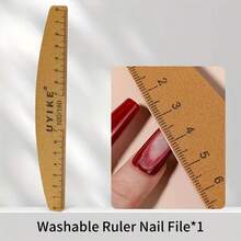 1 Washable Ruler Shaped Nail Polish Strip, 100/180 Mesh Double-Sided Frosted Nail Plate, Washable Double-Sided Nail File & Polish Board - 100/180 Mesh Sandpaper With Ruler Scale And Shape Template, Double-Sided Ruler Shaped Nail Polish Strip, Wear-Resistant Glass & Sponge Design - Multicolor - View 11