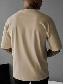 GRDR Men's Fashionable Classic Print Short Sleeve T-Shirt, Casual Summer Essential Top - Apricot - View 2