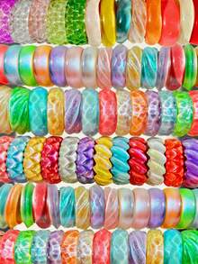 20/15/12/10/7/5/3/1pc(S) 随机颜色几何不对称波浪心形激光树脂手链,适合作为礼物送给朋友 - 彩色 - 查看 8