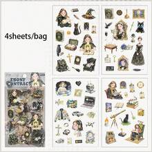 Bộ 4 sticker, dòng Mancurial, với hình ảnh các nhân vật, thú cưng và họa tiết hoa lá đẹp mắt, thích hợp để dán lên sổ lưu niệm, sổ tay, và có thể dùng để trang trí khung ảnh, máy tính, ốp điện thoại, cốc, tạp chí, hộp bút, hành lý. Cũng thích hợp làm sticker cá nhân hóa, đồ dùng học tập, quà Giáng sinh, quà tặng cho nữ, người hâm mộ, đồ dùng làm sổ lưu niệm, văn phòng phẩm dễ thương. - Nhiều màu - Xem 13