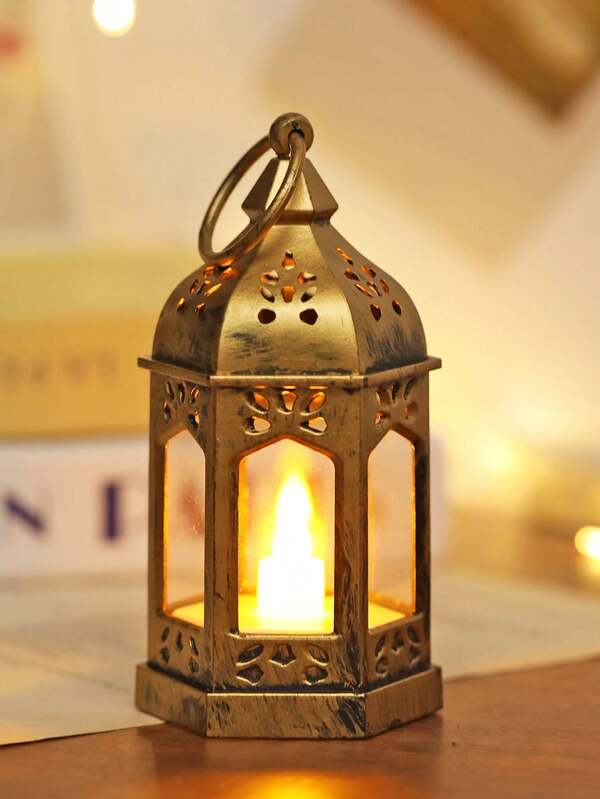 1pc Vintage Handheld Decorative Lantern Light With Battery, Indoor Home Decor Lamp, Tabletop Decor, Bedroom Decor, Wall Hanging Night Light, Suitable For Wedding Party Holiday Decor, LED Retro Decorative Lantern, Ramadan Decor Lantern, Eid Al-Fitr Decor Lantern