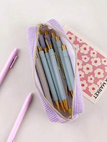 Customizable Corduroy Pencil Case, Stationery Storage Pouch, Organizer For Students And Office Workers, Cosmetic Bag, Daily Commute Bag, Birthday Gift - Multicolor - View 4
