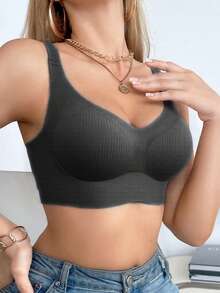 3件套休闲舒适简约女士内衣，可调节文胸，适合大胸，防下垂。 - 彩色 - 查看 4