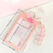 可爱卡套 闪光粉蓝渐变爱心卡片星星吊坠钥匙扣 公交车学生证卡套 - color - 查看 2