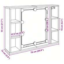 vidaXL Armario espejo marrón negro 76 x 15 x 55 cm madera de ingeniería - Negro - Ver 7
