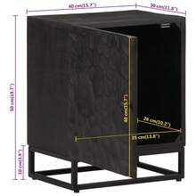 vidaXL Mesa de cabecera negra 40x30x50 cm madera maciza manguier et fer - Negro - Ver 9