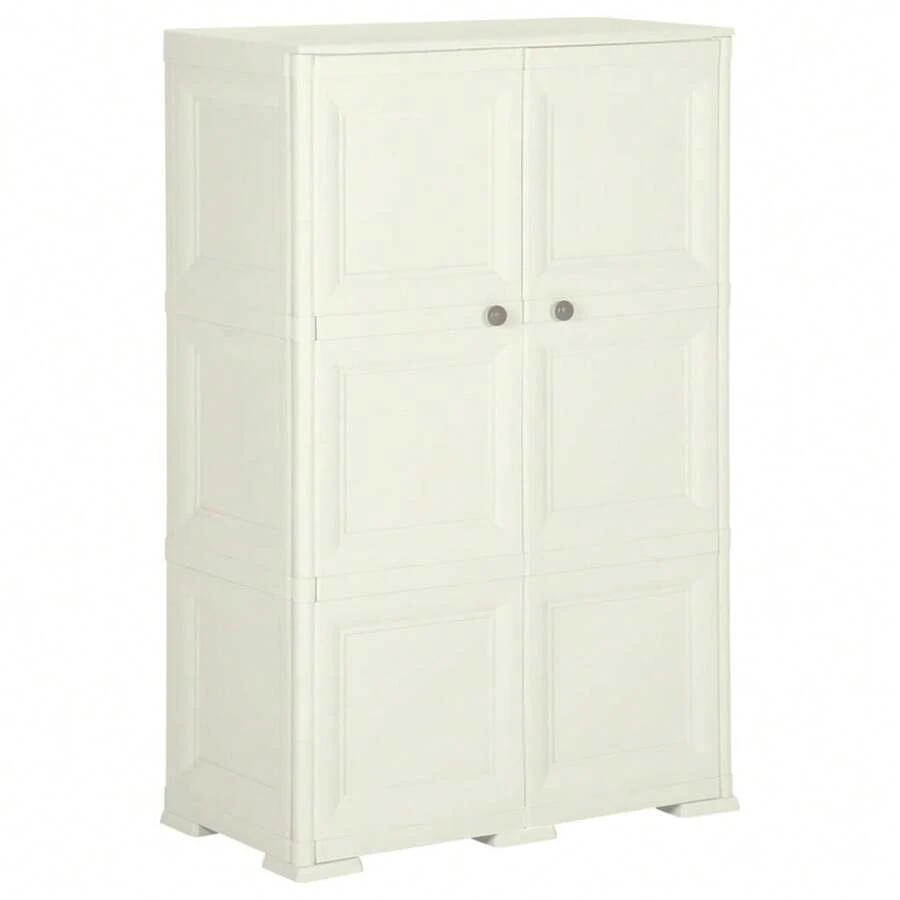 vidaXL Armadio in plastica 79x43x125 cm design bois gelato alla vaniglia - Beige - Visualizzare 1