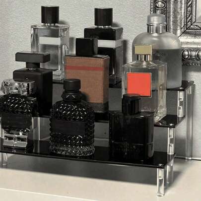1 件黑色亚克力多层香水展示架，多功能收纳架