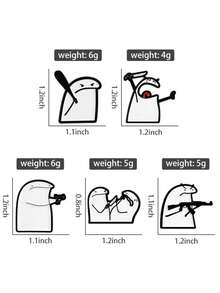 QIHOO 3件套趣味线条人物珐琅徽章 漫画胸针 徽章 背包领章 服装配饰 时尚饰品 朋友礼物 - 彩色 - 查看 2