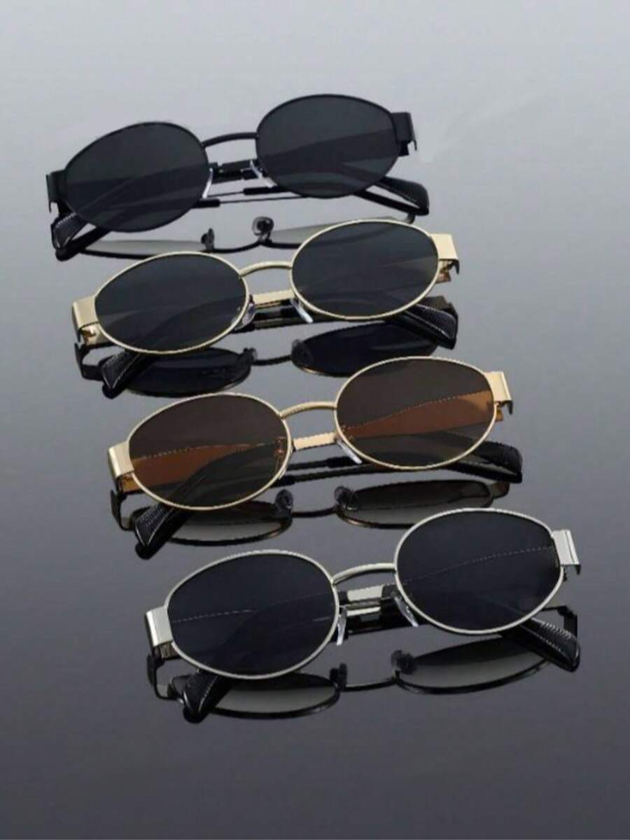 Bộ 1/4 gọng kính kim loại hình học cổ điển, thời trang, phù hợp cho mùa tựu trường, lễ hội âm nhạc, tiệc bãi biển, câu cá, lái xe, chơi golf và các dịp khác. - Nhiều màu - Xem 1