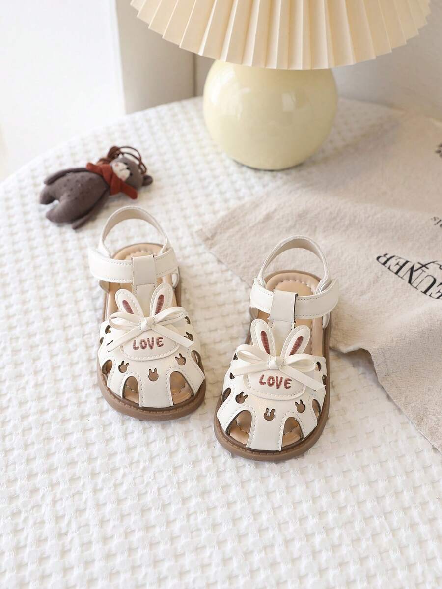 New Girls Toddler Sandals Cute Bow Hollow Flower Design Soft Non-Slip Sole Little Girl Children Shoes, Suitable For Summer