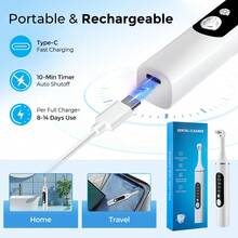 Hailicare 5-Speed Adjustable Electric Toothbrush Whitening Cleaner, Rechargeable Teeth Whitening Kit With 6 Brush Heads & LED Light, Convenient Personal Care Set For Home Use (White)