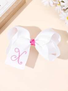 1个26字母蝴蝶结发夹，A-Z字母刺绣蝴蝶结发夹，白色芭蕾舞风格丝带发卡，适合女孩返校礼物、情人节礼物、青少年发饰 - 白色 - 查看 3