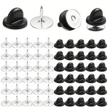 100 Pcs Rubber Blank Pin Backs Butterfly Clutch Backings Holder Tie Tacks Keepers Replacement With 9mm Length 10mm Width Lapel Enamel Pins For Craft Making - The Cap Has Spikes - View 9