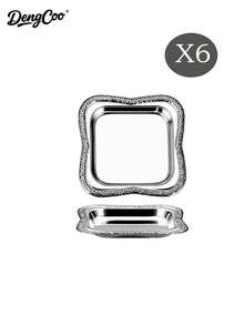 Dengcoo 1/3/6pcs Frosted Gilt Edged Cake Plate, Seasoning Plate, Butter Plate, Cup Holder, Square Cup Holder, Cup Mat, Dinner Plate, Date Plate, Candy Plate, Türkiye Black Tea Cup Plate, For Home, Cafe, Festival - Tray - View 15