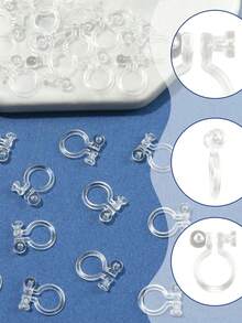 30个树脂夹式耳环配件，透明，11x7x3毫米 - 無色 - 查看 6
