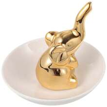 PACKOVE Soporte de Anillo de e Bandeja de Cerámica para Joyas Organizador de Anillos Collares y Pendientes Plato rativo para Exibición Bandeja de Joyería para ogar Boda y alos - Dorado - Ver 1