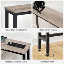 47.2" Skinny Console Table With Power Outlets, 5.9" Behind Couch Table With Charging Station, Narrow Sofa Table, Long Entryway Table For Living Room, Hallway, Foyer, Greige - Xem 6