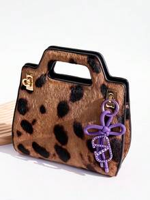 Valentino Black Handheld Makeup Bag/Pink Velvet & Canvas Tote Bag/Heart-Shaped Magnetic Closure Mirror - Purple Chinese Knot - View 5