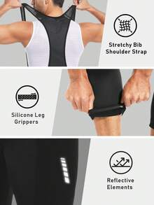 LEOPATRIX Mallas de ciclismo para hombres, pantalones de ciclismo 3/4 con acolchado 4D, mallas de ciclismo para hombres - Negro - Ver 4