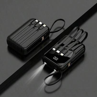 XBJ 10000mAh Power Bank - PD20W Fast Charging Portable Charger With Flashlight, Travel Essentials Battery Pack For Phone. Compatible With IPhone/Android. Perfect For Summer Holiday, Outdoor Travel, Camping & Emergency Backup. Gift For Men, Family, Friends, Birthday. (Power Display)(Black)