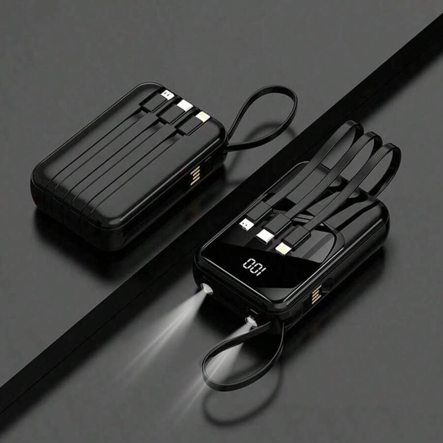 XBJ 黑色 10000mAh 移动电源 - PD20W 快充便携式充电器，带手电筒，旅行必备手机电池组。兼容 /安卓手机。非常适合夏季假期、户外旅行、露营和应急备用。送给男士、家人、朋友的礼物，生日礼物，情人节礼物。（电量显示）（黑色） - 夢幻黑 - 查看 1