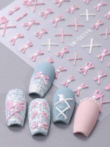 2 miếng dán móng tay hình nơ hồng dễ thương dập nổi 5D chủ đề Valentine, họa tiết nơ ruy băng, tự dính, dùng để trang trí móng tay, phụ kiện làm móng cho ngày Valentine. - Nhiều màu - Xem 8