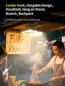 1个多功能折叠便携灯：超亮强光照明+180°双向照明+超长电池续航，适用于户外露营/夜间街头摆摊/家庭紧急情况等实用照明需求。