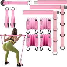 4-Section Adjustable Pilates Bar Set With Resistance Bands, Suitable For Legs, Glutes, Waist, Arms, Squats And Home Fitness, Unisex - Pink - View 1