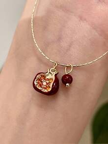 1PC Vintage Style Pomegranate Pendant Necklace, Fashion Elegant Collarbone Chain, Women's Dating Party Jewellery, Gift - Necklace - 查看 3