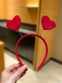 3/1件(S) 女士红色/粉色3D毛绒爱心发箍，情人节发饰，甜美可爱风格，女士发饰，适合节日派对和聚会，女士配饰，情人节礼物，装饰配饰