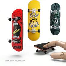 滑板公园特技木制手指滑板迷你DIY专业滑板金属支架轴承轮桌面玩具，情侣礼物，圣诞惊喜礼物，新年礼物，情人节礼物，斋月礼物 - 彩色 - 查看 2